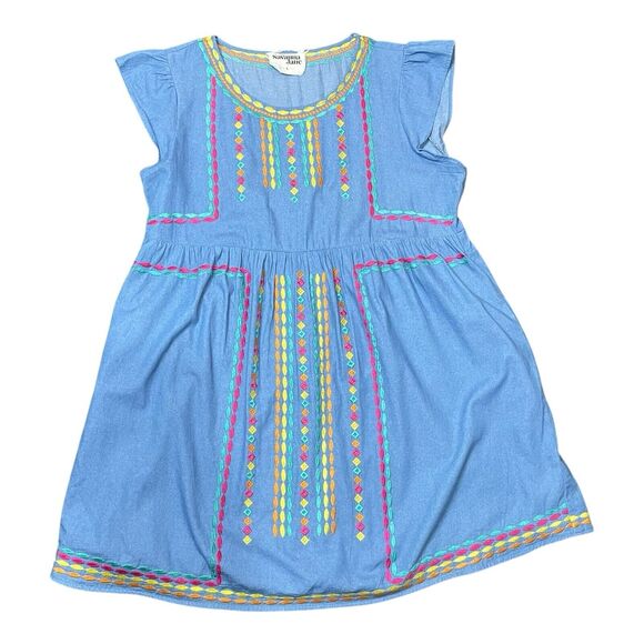 Savanna Jane Women’s Large Chambray Boho Dress Embroidered Geometric Y2K - Picture 4 of 9